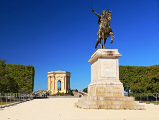 Statue équestre de Louis XlV, sur la place du Peyrou, à Montpellier.
