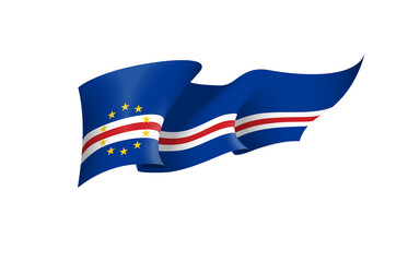 Fototapeta premium Cape Verde flag state symbol isolated on background national banner. Greeting card National Independence Day of the Republic of Cape Verde. Illustration banner with realistic state flag.