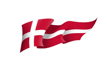 Denmark flag state symbol isolated on background national banner. Greeting card National Independence Day of the Kingdom of Denmark. Illustration banner with realistic state flag.