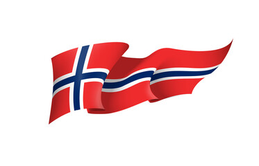 Norway flag state symbol isolated on background national banner. Greeting card National Independence Day of the Kingdom of Norway. Illustration banner with realistic state flag.