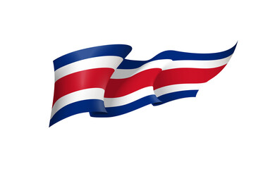 Costa Rica flag state symbol isolated on background national banner. Greeting card National Independence Day of the Republic of Costa Rica. Illustration banner with realistic state flag.