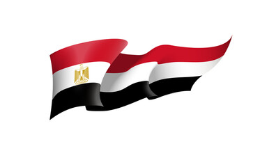 Egypt flag state symbol isolated on background national banner. Greeting card National Independence Day of the Arab Republic of Egypt. Illustration banner with realistic state flag.