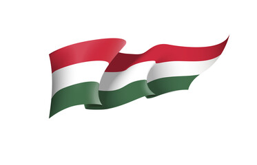 Hungary flag state symbol isolated on background national banner. Greeting card National Independence Day of the Republic of Hungary. Illustration banner with realistic state flag.