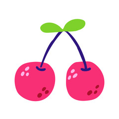 Cute hand drawn cherry. Flat modern illustration.