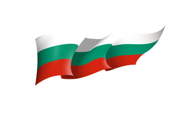 Bulgaria flag state symbol isolated on background national banner. Greeting card National Independence Day of the Republic of Bulgaria. Illustration banner with realistic state flag.