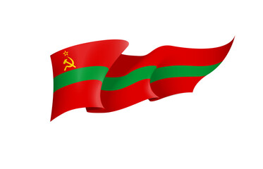 Transnistria flag state symbol isolated on background national banner. Greeting card National Independence Day Pridnestrovian Moldavian Republic. Illustration banner with realistic state flag of PMR.