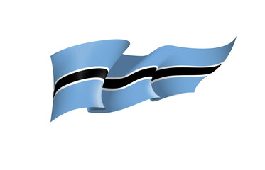 Botswana flag state symbol isolated on background national banner. Greeting card National Independence Day of the Republic of Botswana. Illustration banner with realistic state flag.