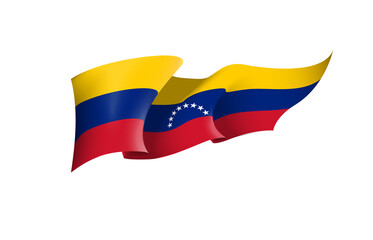 Venezuela flag state symbol isolated on background national banner. Greeting card National Independence Day of the Bolivarian Republic of Venezuela. Illustration banner with realistic state flag.