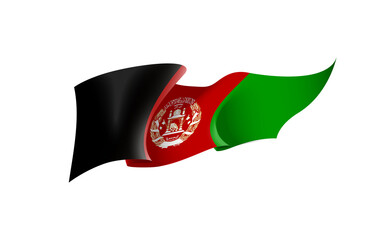 Afghanistan flag state symbol isolated on background national banner. Greeting card National Independence Day of the Islamic Republic of Afghanistan. Illustration banner with realistic state flag.