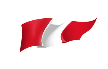 Peru flag state symbol isolated on background national banner. Greeting card National Independence Day of the Republic of Peru. Illustration banner with realistic state flag.