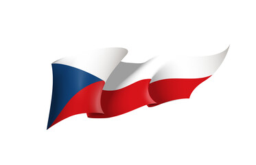 Czechia flag state symbol isolated on background national banner. Greeting card National Independence Day of the Czech Republic. Illustration banner with realistic state flag.