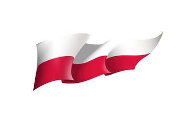 Poland flag state symbol isolated on background national banner. Greeting card National Independence Day of the Republic of Poland. Illustration banner with realistic state flag.