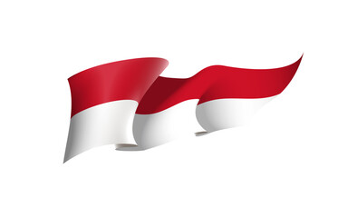 Indonesia flag state symbol isolated on background national banner. Greeting card National Independence Day of the Republic of Indonesia. Illustration banner with realistic state flag.