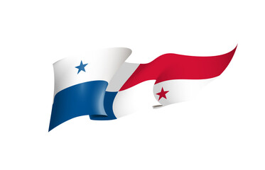 Panama flag state symbol isolated on background national banner. Greeting card National Independence Day of the Republic of Panama. Illustration banner with realistic state flag.