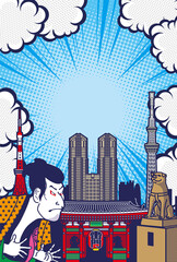 東京の観光名所の背景イラスト