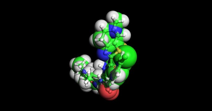 Edoxaban anticoagulant molecule, 3D spinning, 4K