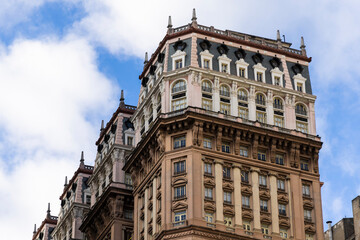 Naklejka premium Facade of the classic Condomínio do Edifício Martinelli, view of the Anhangabaú Valley Region, São Paulo, SP, Brazil
