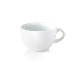 Empty white coffee cup isolated on white background.