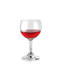 Red wine in glass isolated on white background