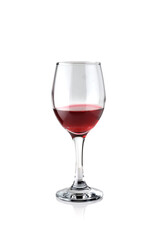 Red wine in glass isolated on white background