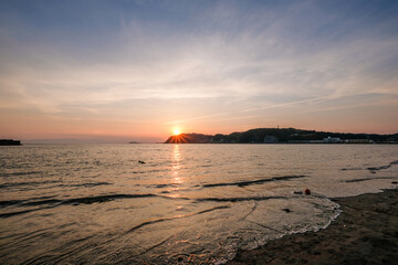 神奈川県逗子市逗子海岸からの夕日