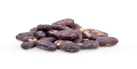 Dried Cocoa beans isolated on white