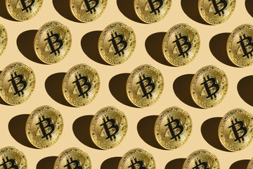 Bitcoin Pattern on beige background