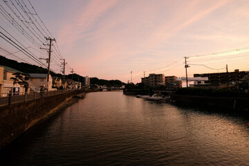 神奈川県逗子市逗子海岸からの夕日