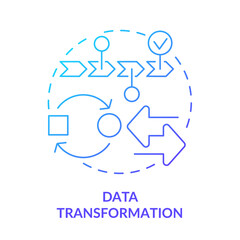 Data transformation blue gradient concept icon. Data mining process abstract idea thin line illustration. Changing format and structure. Isolated outline drawing. Myriad Pro-Bold font used