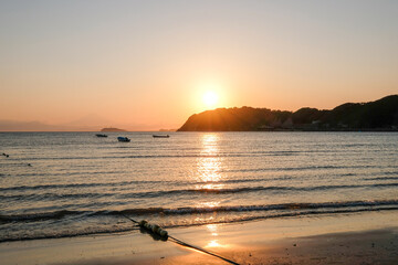 神奈川県逗子市逗子海岸からの夕日