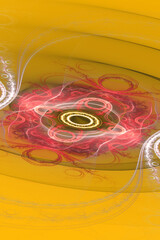 Art Painting Render Yellow Electronic Fractal Draw