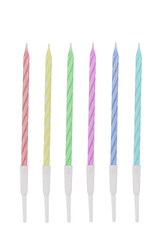 festive colorful candles isolated on white background.