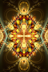 Art Painting Render Yellow Electronic Fractal Draw