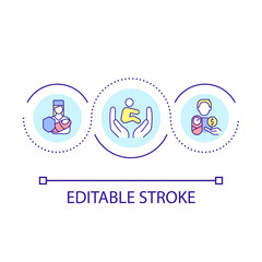 Children health insurance loop concept icon. CHIP government assistance. Social protection abstract idea thin line illustration. Isolated outline drawing. Editable stroke. Arial font used
