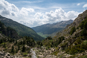 Fototapeta premium Landscape of the Vall de Incles in Andorra in spring 2022.