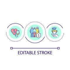 Families in social protection loop concept icon. Parents awareness. Service and support abstract idea thin line illustration. Isolated outline drawing. Editable stroke. Arial font used