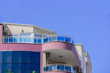 Part of the top floor of a high-rise apartment building.