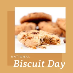Foto op Canvas Composite image of national biscuit day text with biscuits, copy space © vectorfusionart