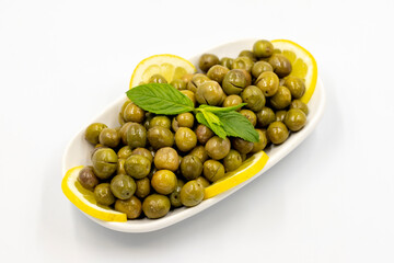 Green olive. natural olive on isolated white background. Healthy food. close up