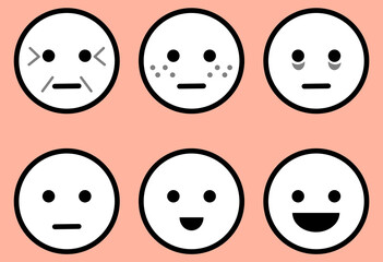 肌トラブルと表情のアイコンセット_白黒塗りあり