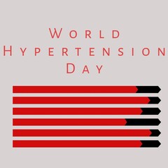 Illustration of red and black lines with world hypertension day text against white background