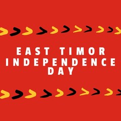 Illustration of east timor independence day text with red and black scribbles on red background