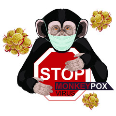 Stop Monkeypox virus. Monkeypox pandemic. New virus. Medical icon.