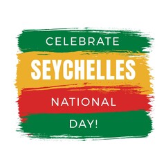 Digital composite image of celebrate seychelles national day text on colorful paint strokes