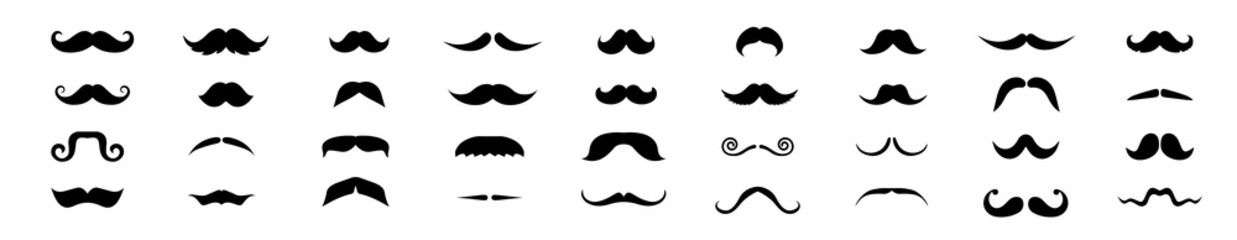 Vector set of hipster mustache icon - obrazy, fototapety, plakaty
