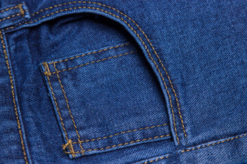 Jeans close-up. Modern comfortable clothes. Denim blue jeans texture