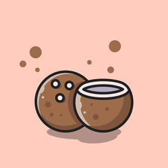 Coconut fruit flat vector illustration
