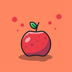 Vector red apple flat illustration