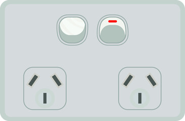 australian gray electrical outlet with two switches