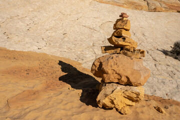 Sandstone Cairn With Copy Space Left